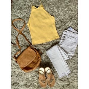 Forever 21 yellow halter crop top!! Like new!!